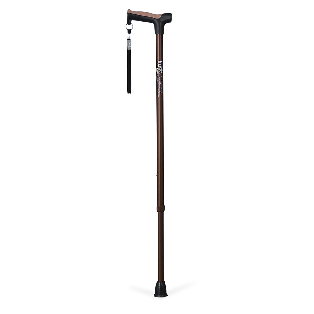 Adjustable Derby Handle Cane with Reflective Strap, Cocoa
