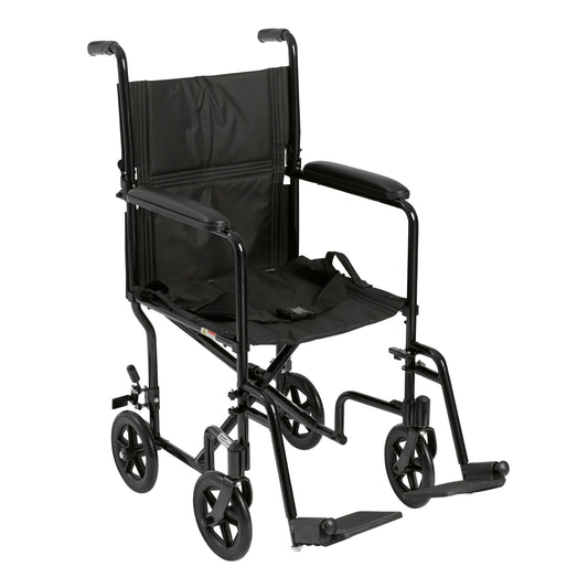 Lightweight Transport Wheelchair, 17" Seat, Black