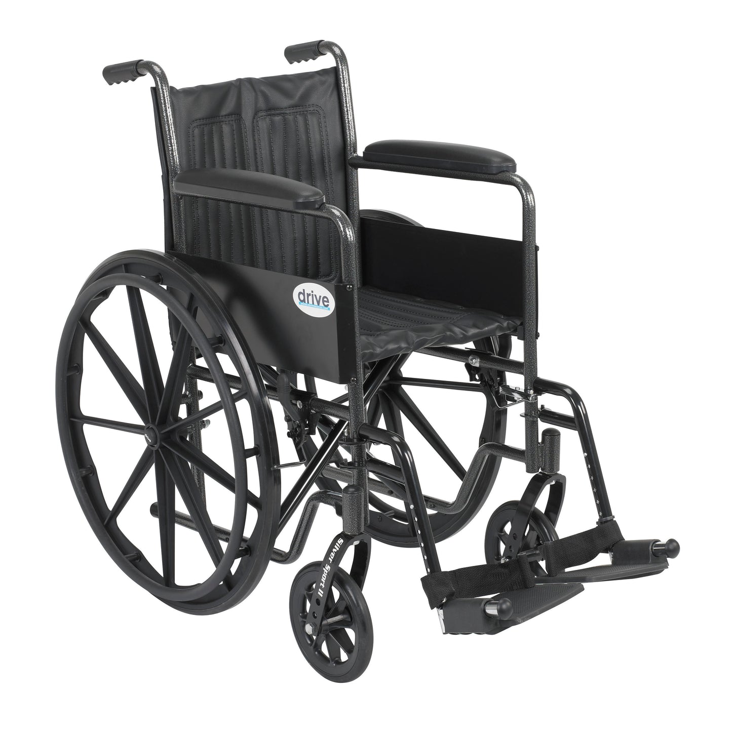 Silver Sport 2 Wheelchair, Non Removable Fixed Arms, Swing away Footrests, 18" Seat
