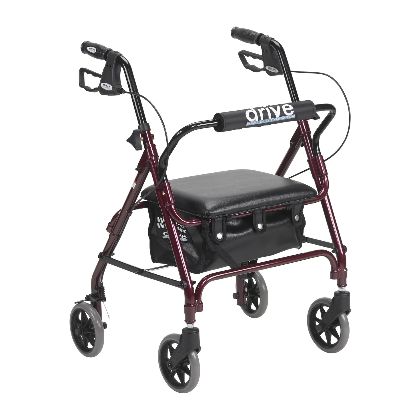 Junior Rollator Rolling Walker with Padded Seat, Red