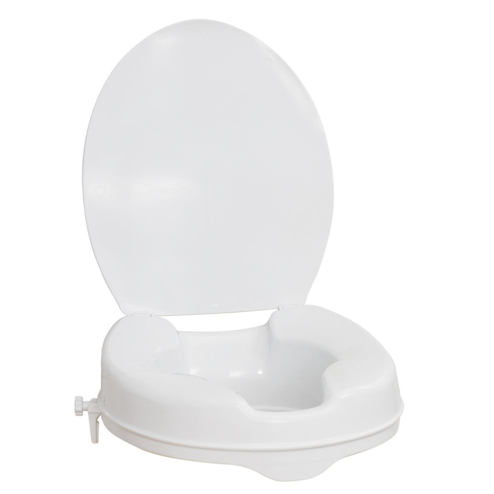 Raised Toilet Seat with Lid, White, 2"