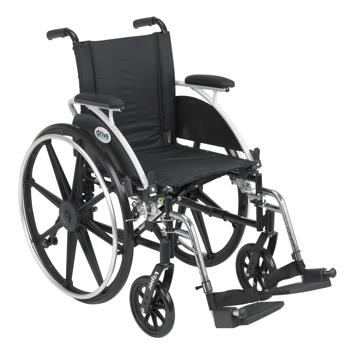 Viper Wheelchair with Flip Back Removable Arms, Desk Arms, Swing away Footrests, 12" Seat