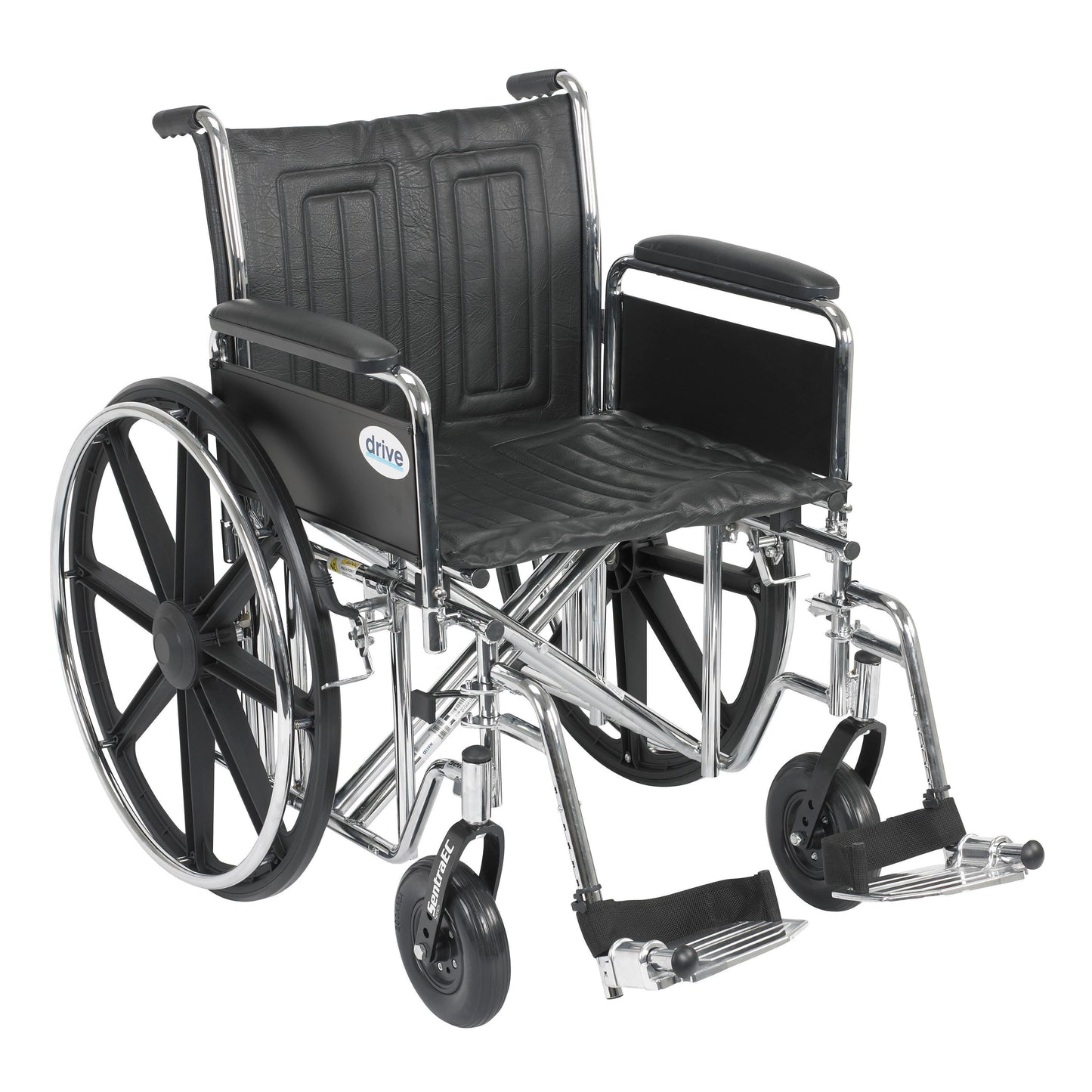 Sentra EC Heavy Duty Wheelchair, Detachable Full Arms, Swing away Footrests, 20" Seat