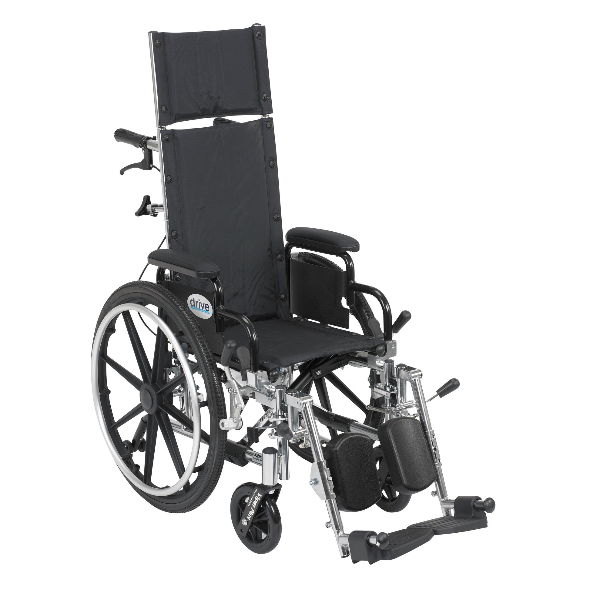 Viper Plus Light Weight Reclining Wheelchair with Elevating Leg Rests and Flip Back Detachable Arms, 12" Seat
