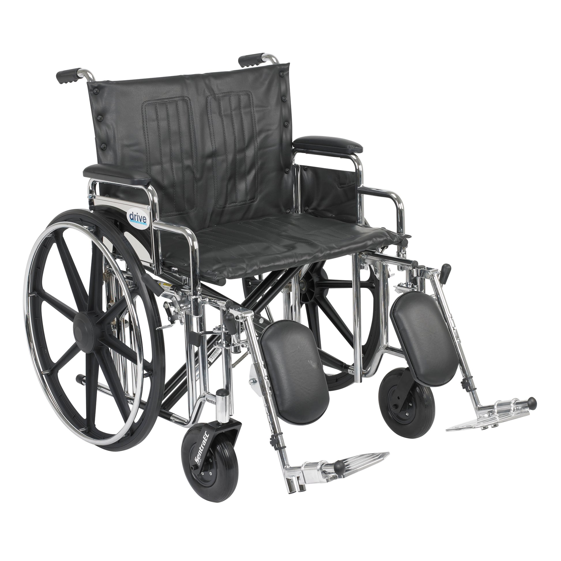 Sentra Extra Heavy Duty Wheelchair, Detachable Desk Arms, Elevating Leg Rests, 24"Seat